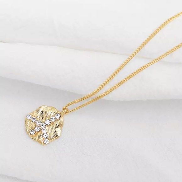 Charla • Rhinestone Peace Sign Necklace - Picture 1 of 3